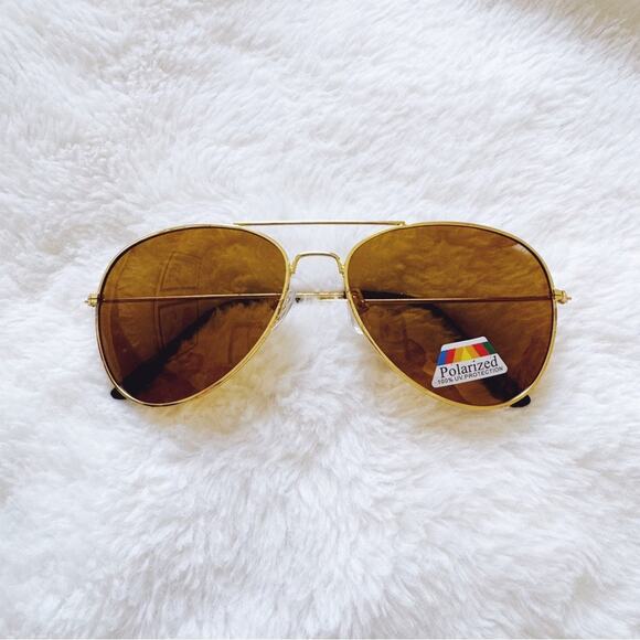Edward Gold Polarized Aviator Classic Sunglasses - Picture 1 of 9